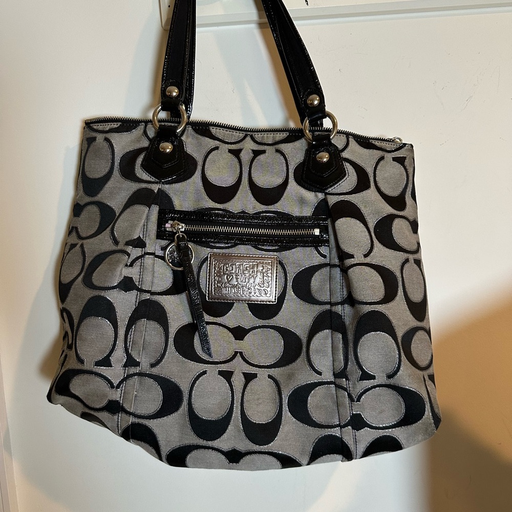 Coach Y2K Stylish Black and Gray Tote Bag